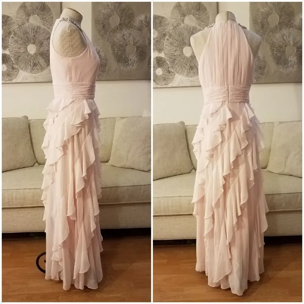 Eliza J Embellished Ruffle Chiffon Gown sz 6 - Picture 5 of 8